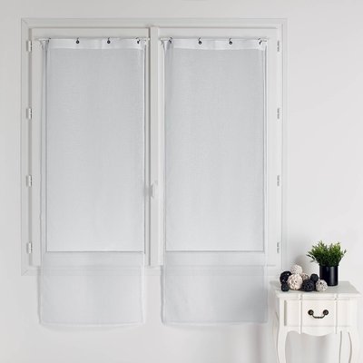 Paire de petits voilages à anneaux noirs et amovibles HOME MAISON