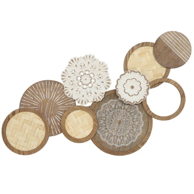 Décoration murale en bois MDF Bois naturel HOMCOM
