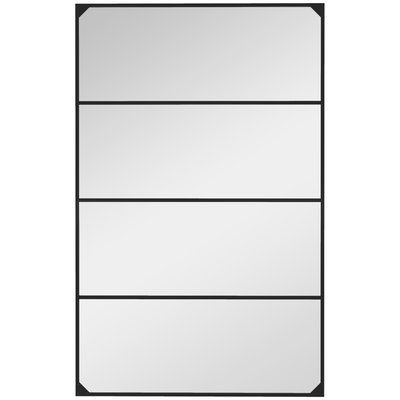 Miroir mural verrière rectangulaire style industriel métal noir HOMCOM