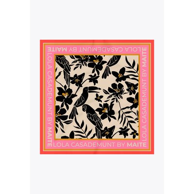 Foulard carré imprimé tropical toucan et fleurs LOLA CASADEMUNT