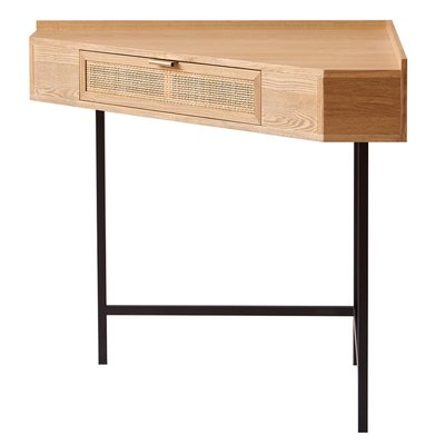 Bureau d'angle, bois et rotin, 1 tiroir, SETO NORDLYS