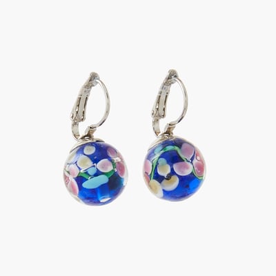 Boucles d'oreilles perles de verre bleu BALABOOSTE