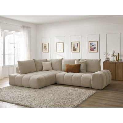 Canapé d'angle convertible 3 places en tissu texturé, EVEREST BOBOCHIC