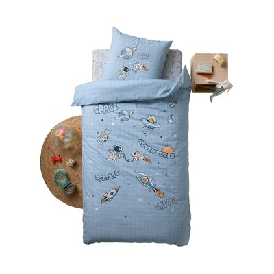 Parure housse de couette + taie d'oreiller enfant INTERGALACTIC, avec coton recyclé VERTBAUDET