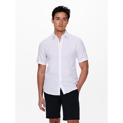 Kurzärmeliges Hemd aus Baumwolle/Leinen, Slim-Fit ONLY & SONS