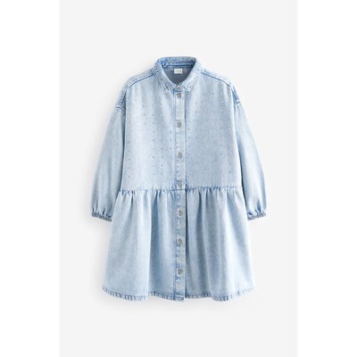 Robe en denim ornée de strass manches longues NEXT
