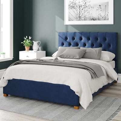 Olivier Plush Velvet Storage Ottoman Bed with Button Tufted Upholstered Headboard ASPIRE