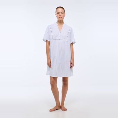 Chemise de nuit à rayures manches courtes en coton bio GOTS MONOPRIX