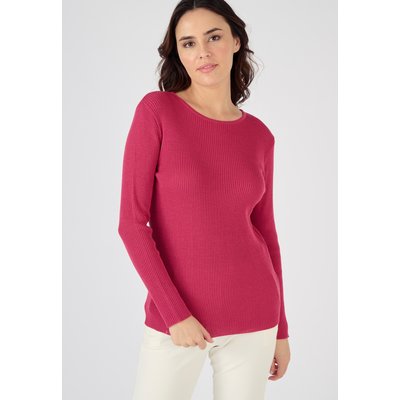 Pull col rond en laine mérinos, uni et rayé DAMART