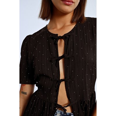 Blouse parsemée de strass à nouer LILI SIDONIO