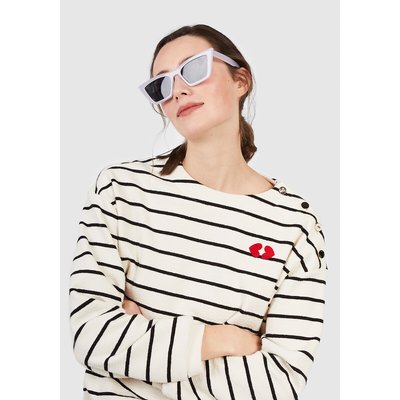 Sweat marinière broderie double cœur ICODE