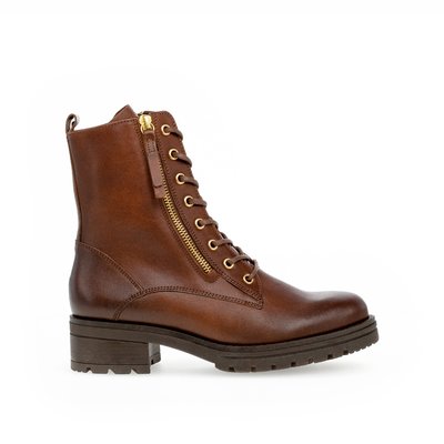 Bottine à lacets en cuir lisse à talon décroché GABOR