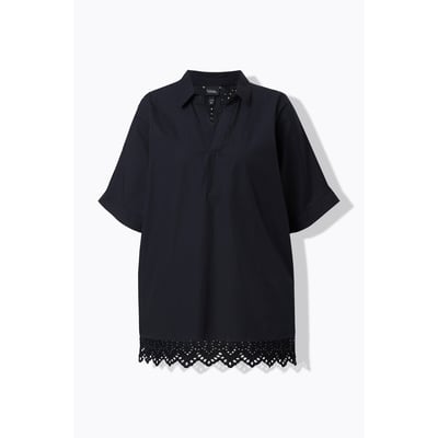 Blouse oversize. Broderies ajourées. Col ULLA POPKEN