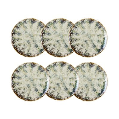 Lot de 6 assiettes plates abstraites en porcelaine 27cm, MAKA NOVASTYL
