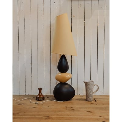 Grande lampe à poser noir et beige Julia N°1132 - Bon état DEBONGOUT
