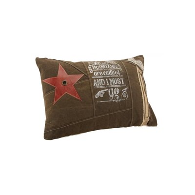 Coussin en coton kaki et cuir Etoile AUBRY GASPARD