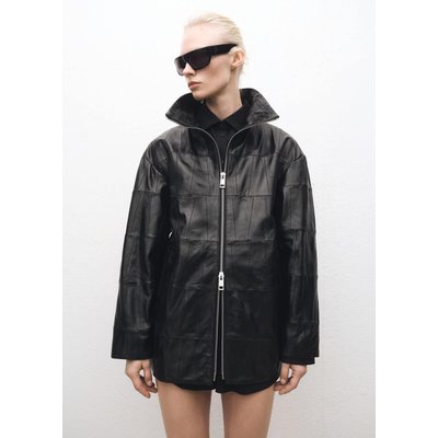 Manteau oversize en cuir patchwork MANGO