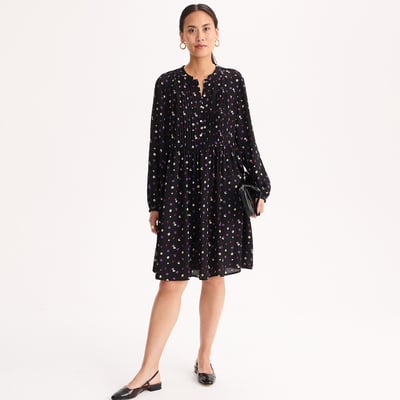 Robe au genou, manches longues, imprimé floral  ANNE WEYBURN