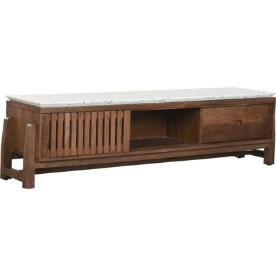 Meuble TV acacia terrazzo style oriental et moderne RECOLLECTION