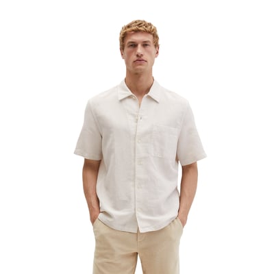 Chemise à manches courtes regular en mélange de lin et de coton bio MARC O'POLO