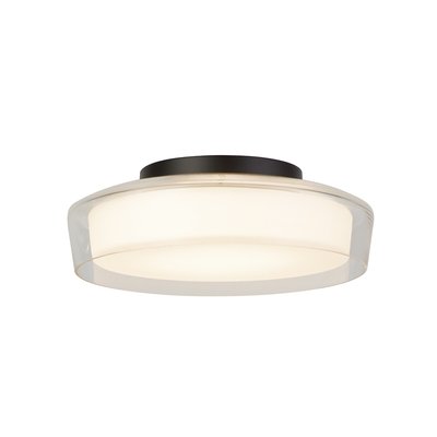 Bathroom Opal Ceiling Light with Matt Black Plate SO'HOME