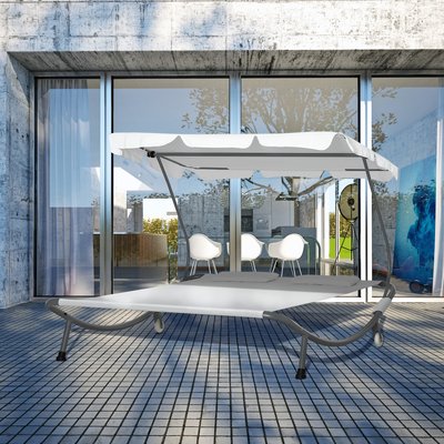 Bain de soleil 2 places design contemporain OUTSUNNY