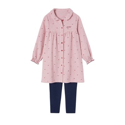 Chemise de nuit rayée en flanelle + legging VERTBAUDET