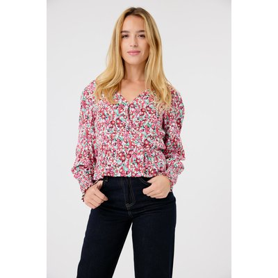 Blouse fleurie à col en V et manches smockées, une touche féminine ANAÏS ARTLOVE