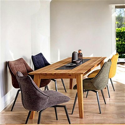 Table à manger design en bois de chêne finition miel 180 cm ESSEN PIER IMPORT