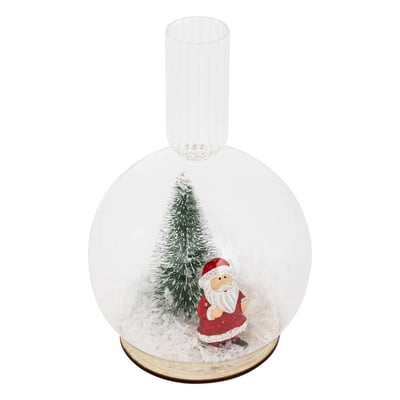 Photophore boule de Noël à neige Père Noël H15 cm verre ATMOSPHERA