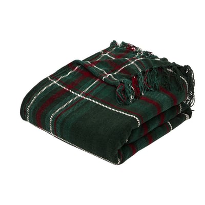Plaid de Noël tartan en chenille 130 x 180 cm ATMOSPHERA