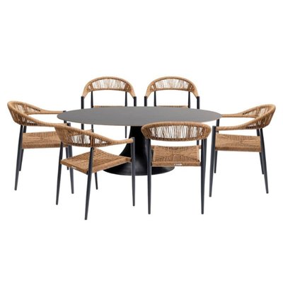 Table ovale en grès et 6 chaises, GRANDE POSSIBILITA KARE DESIGN