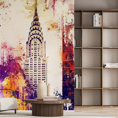 Papier peint graphique chrysler building color HEXOA