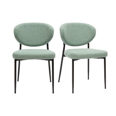Chaises en tissu velours côtelé vert kaki et métal noir (lot de 2) BREKA MILIBOO