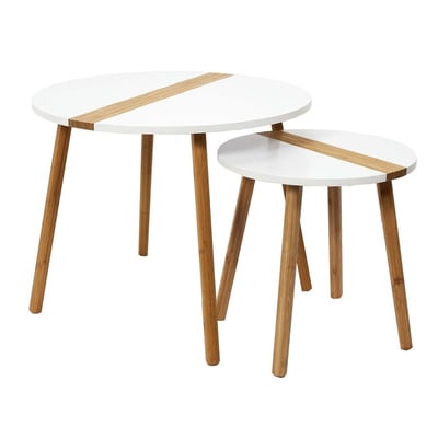 Lot De 2 Tables D'appoint Gigognes Bicolore Relief Blanc DECORATIE