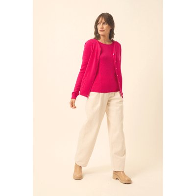 Cardigan Col Rond Fuchsia Katharine JUST CASHMERE