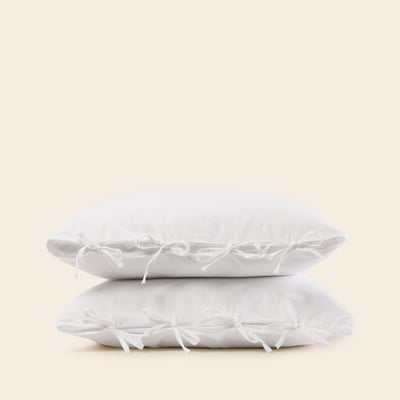 Lot De 2 Taies D'Oreiller en Satin de coton lavé uni à nouettes SATHEENE MADURA