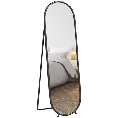 Miroir en pied Verre Noir HOMCOM