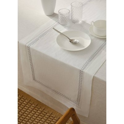 Chemin de table en lin brodé chevron MANGO HOME