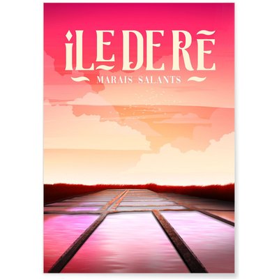 Affiche ville Île de Ré : Marais salants L'AFFICHERIE