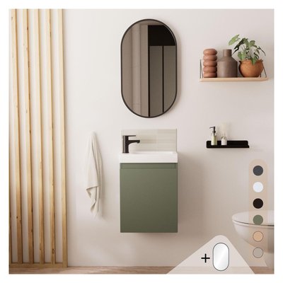 Meuble lave-mains + miroir ovale LISA MOB IN