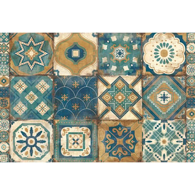 Tableau cuisine vintage tuiles marocaines bleues HEXOA