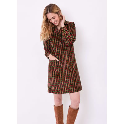 Robe droite velours imprimé côtelé PASSO PRINCESSE NOMADE