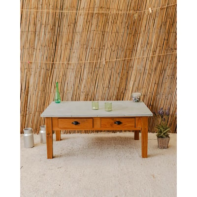 Table basse en bois et métal Léonie N°1166 - Bon état DEBONGOUT