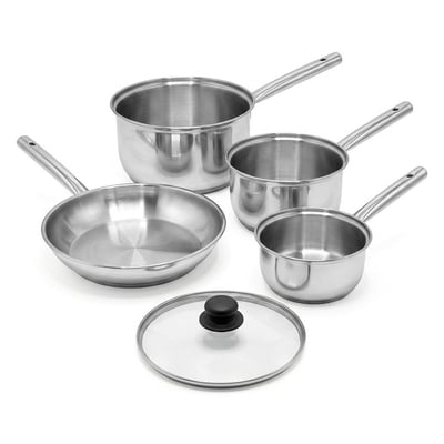 Lot 3 casseroles 18/20/22 cm et poêle 28 cm couvercle FACKELMANN