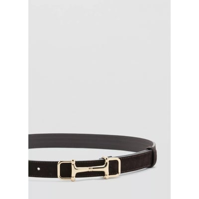 Ceinture en cuir détail équestre métallique MANGO