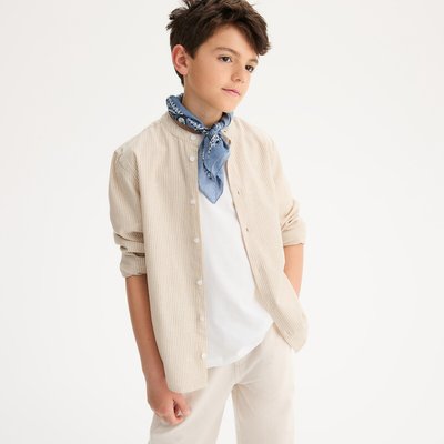 Chemise rayée, col mao, coton/lin LA REDOUTE COLLECTIONS