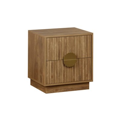 Table de chevet effet bois de manguier rainuré 2 tiroirs CELIAN SWEEEK