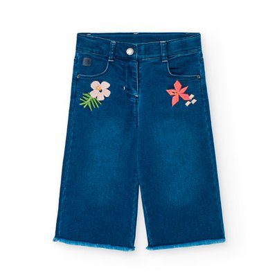 Jean large avec broderie et ourlet effiloché BOBOLI