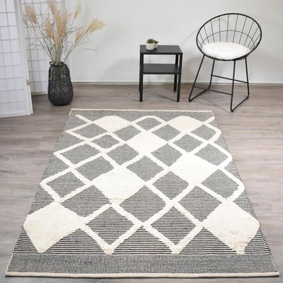 Tapis salon et chambre fait main en coton motif faux uni COTCOLI UN AMOUR DE TAPIS